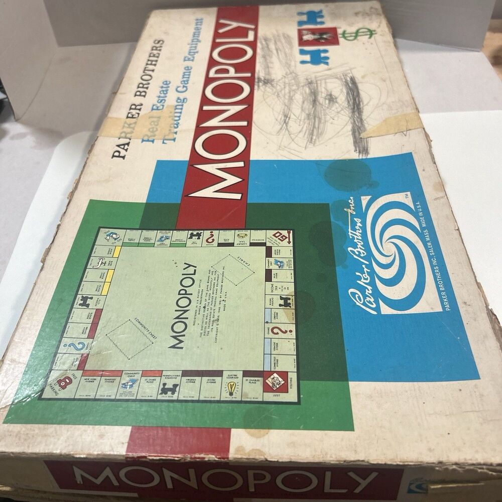 Vintage 1961 MONOPOLY Board Game Parker Brothers with Metal Tokens - Picture 9 of 15